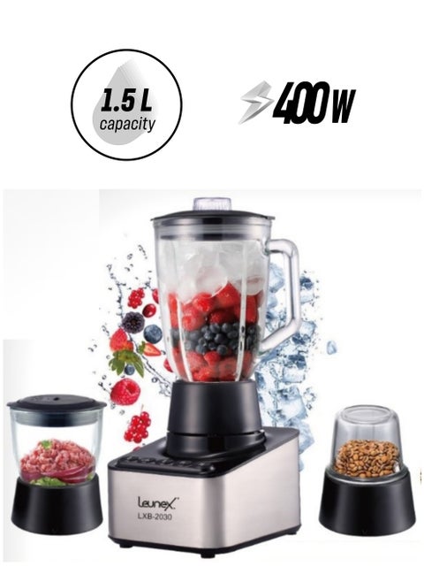 Leunex 3 In 1 Blender, New Design, 1.5 Liter Capacity, 400W