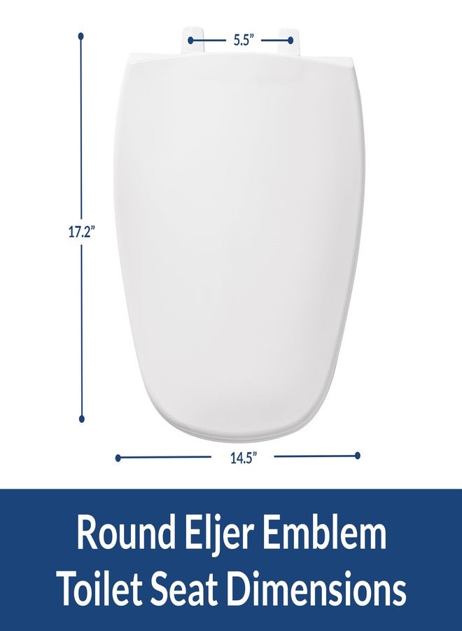 بميس مقعد مرحاض بلاستيكي بشعار Eljer من BEMIS 1240200، مصنوع خصيصًا لمراحيض Eljer Emblem، صنع في الولايات المتحدة الأمريكية، دائري، أبيض - Image 3