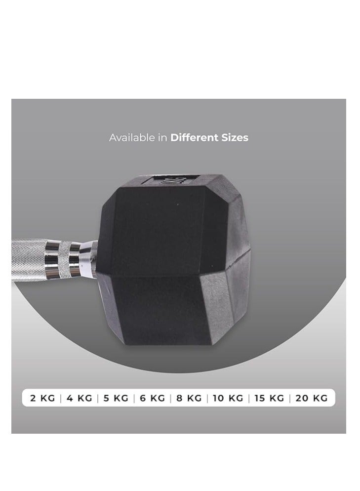 ENDLESS  Endless Pair of 10 kg (2 x 22 lb) Hexagon Rubber Coated Dumbbell | Black | Material: Iron and Rubber | Perfect for Bodybuilding, Fitness, Weight Lifting and Training at Home or Gym - Image 3