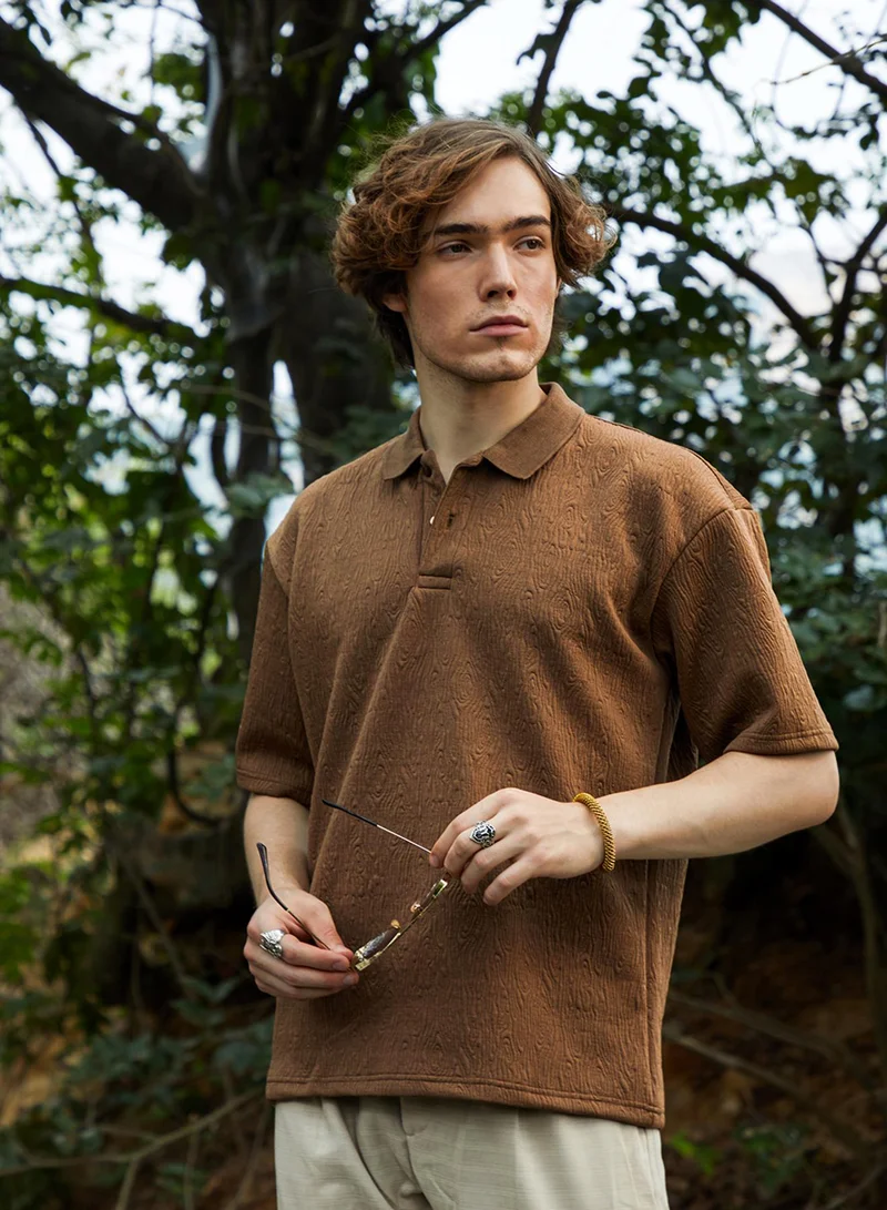 Men's Chestnut Brown Ripple-Tactile T-Shirt