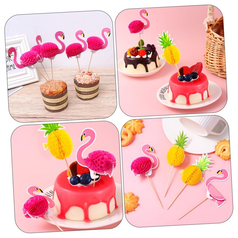 30pcs Tropical Flamingo Cake Toppers Cupcake Picks For Luau Birthday Party Decor - Image 4