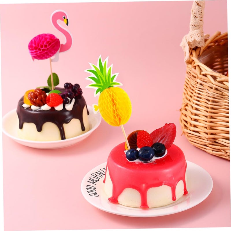 30pcs Tropical Flamingo Cake Toppers Cupcake Picks For Luau Birthday Party Decor - Image 5