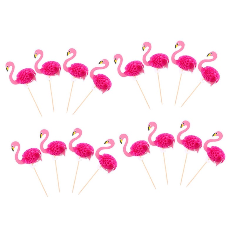 30pcs Tropical Flamingo Cake Toppers Cupcake Picks For Luau Birthday Party Decor - Image 2