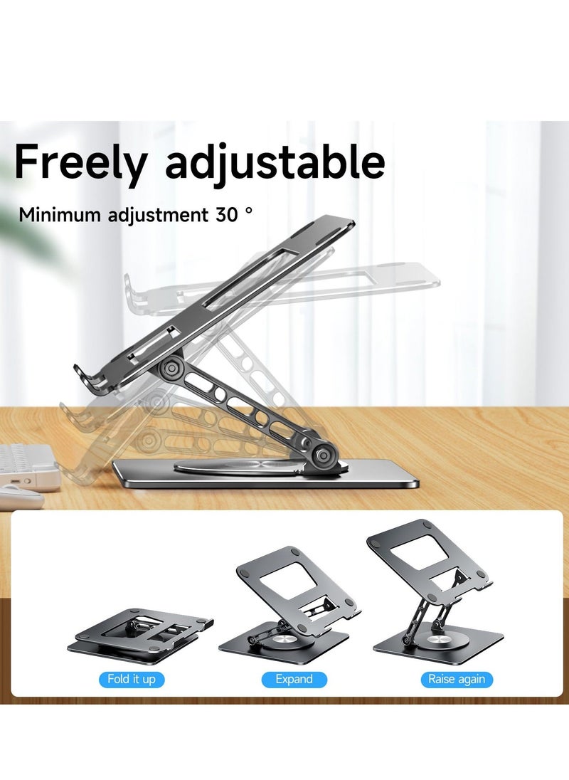 360 Rotating Laptop Stand with Base, Adjustable Height Computer for iPads, Laptops, and Tablets, Compatible All Grey
