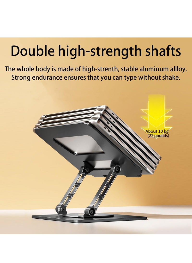 360 Rotating Laptop Stand with Base, Adjustable Height Computer for iPads, Laptops, and Tablets, Compatible All Grey