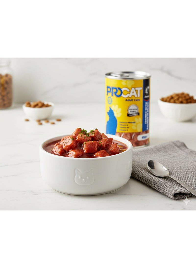 بروكات طعام قطط رطب للبالغين بالسلمون – قطع في الصوص غنية بالفيتامينات والمعادن، 415 جم - Image 2