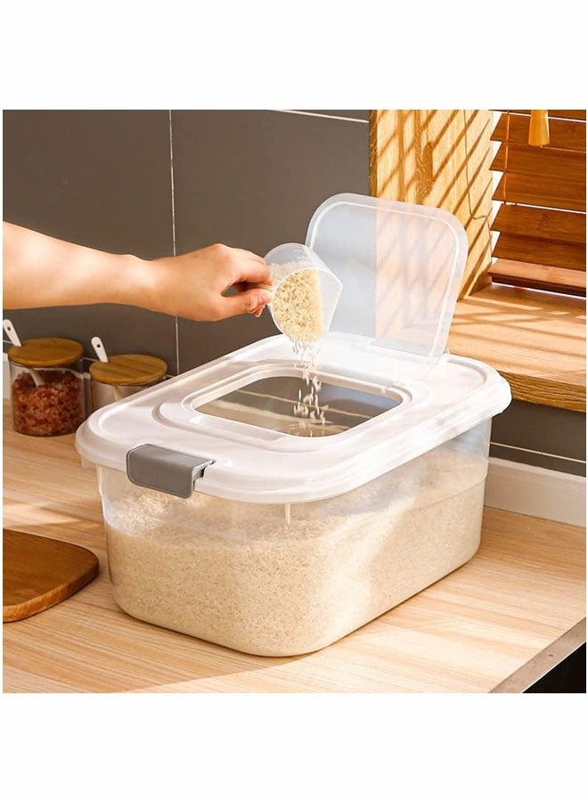 Arabest Rice Storage Container, Household Rice Barrel, Clear Plastic Grain barrel1 PC(7.5kg/12.5kg/17.5kg) with sending measuring cups,Kitchen multifunctional grain container  - Image 3
