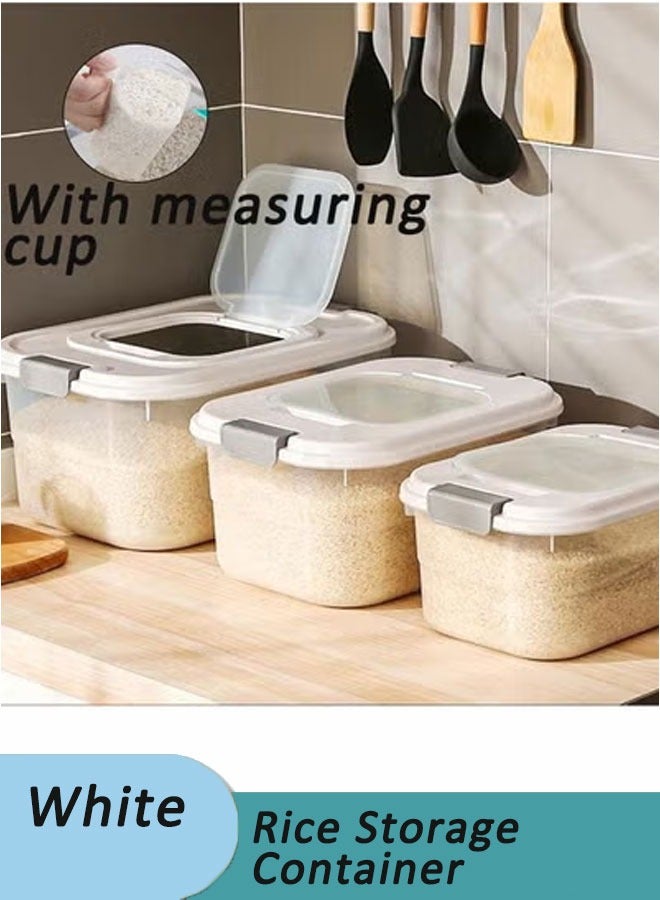 Arabest Rice Storage Container, Household Rice Barrel, Clear Plastic Grain barrel1 PC(7.5kg/12.5kg/17.5kg) with sending measuring cups,Kitchen multifunctional grain container  - Image 1