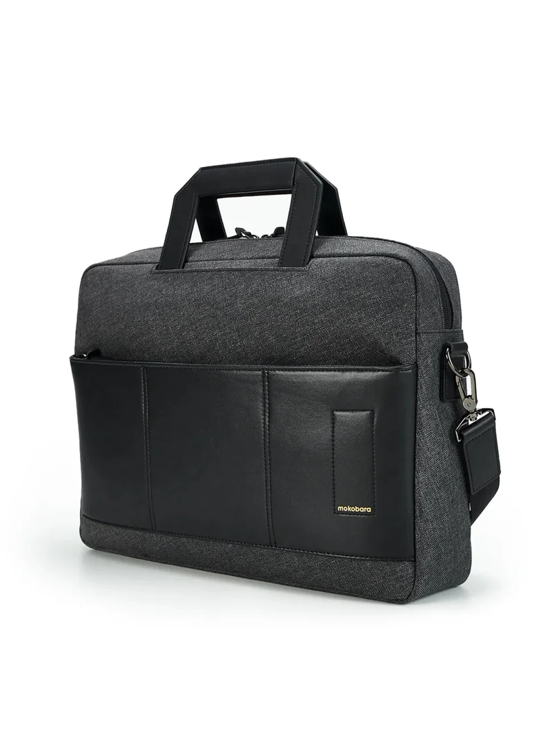 Mokobara MOKOBARA The Briefcase With Adjustable Shoulder Strap Vegan Leather, Water Resistant, Grey, Fits upto 15.6" Laptops (Unisex,  Tailored Grey)