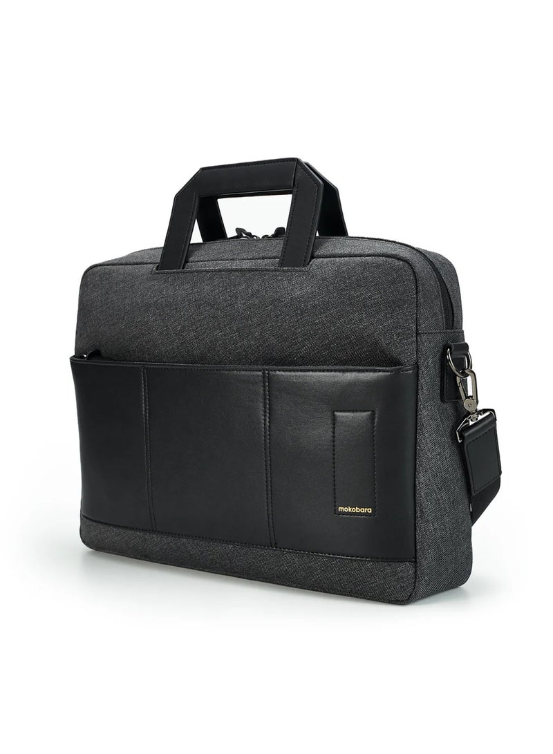 Mokobara MOKOBARA The Briefcase With Adjustable Shoulder Strap Vegan Leather, Water Resistant, Grey, Fits upto 15.6" Laptops (Unisex,  Tailored Grey) - Image 1