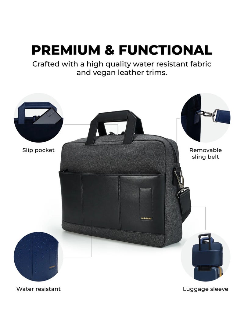 Mokobara MOKOBARA The Briefcase With Adjustable Shoulder Strap Vegan Leather, Water Resistant, Grey, Fits upto 15.6" Laptops (Unisex,  Tailored Grey) - Image 4