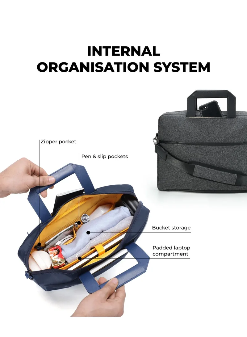 Mokobara MOKOBARA The Briefcase With Adjustable Shoulder Strap Vegan Leather, Water Resistant, Grey, Fits upto 15.6" Laptops (Unisex,  Tailored Grey)