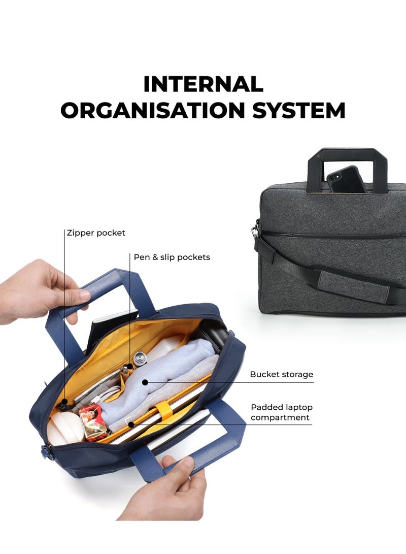 Mokobara MOKOBARA The Briefcase With Adjustable Shoulder Strap Vegan Leather, Water Resistant, Grey, Fits upto 15.6" Laptops (Unisex,  Tailored Grey) - Image 5