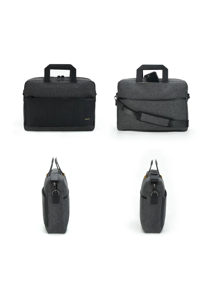 Mokobara MOKOBARA The Briefcase With Adjustable Shoulder Strap Vegan Leather, Water Resistant, Grey, Fits upto 15.6" Laptops (Unisex,  Tailored Grey)