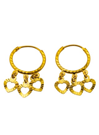 Three Hearts 22K Gold Hoop Earrings - pzsku/Z90F9679775098D161C66Z/45/_/1724926420/ba0a2b70-3baf-4f5d-b225-f5d85fb4a73e