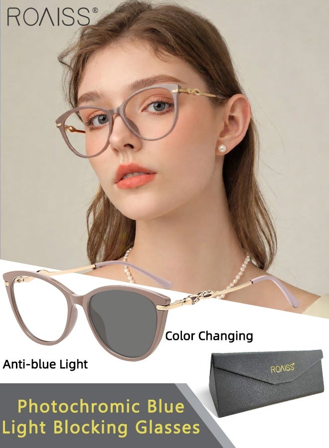 roaiss Women's Color Changing Blue Light Blocking Glasses Blue Light Filter Computer Reading Gaming TV Phones Cat Eye Fashion Eyeglasses Anti Eyestrain Headache Eyewear 52mm - Image 1