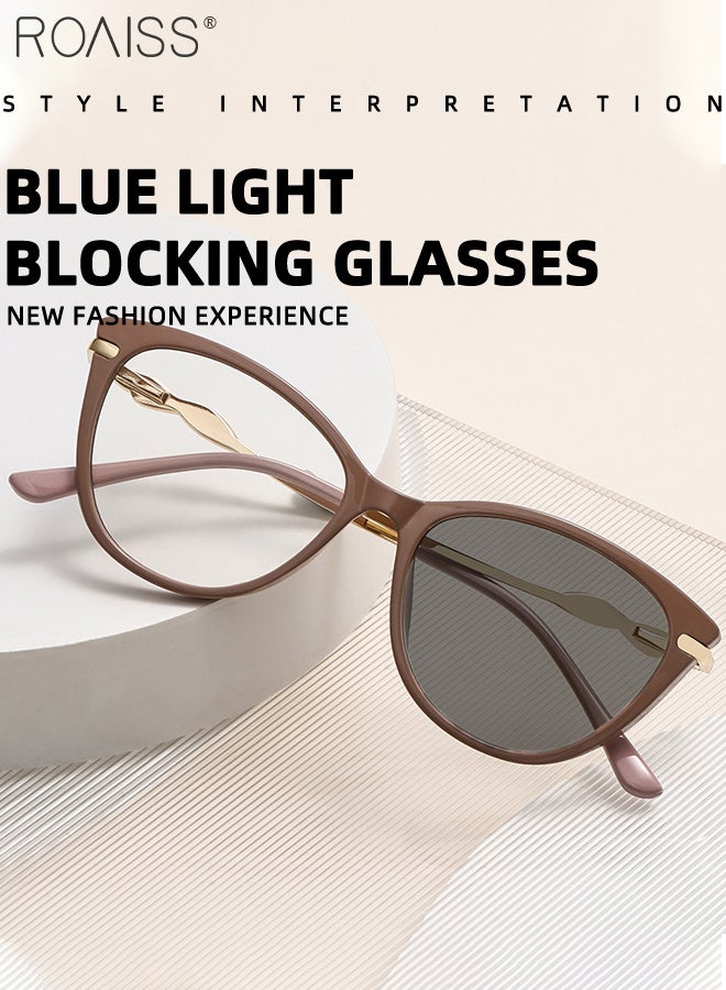 roaiss Women's Color Changing Blue Light Blocking Glasses Blue Light Filter Computer Reading Gaming TV Phones Cat Eye Fashion Eyeglasses Anti Eyestrain Headache Eyewear 52mm - Image 4