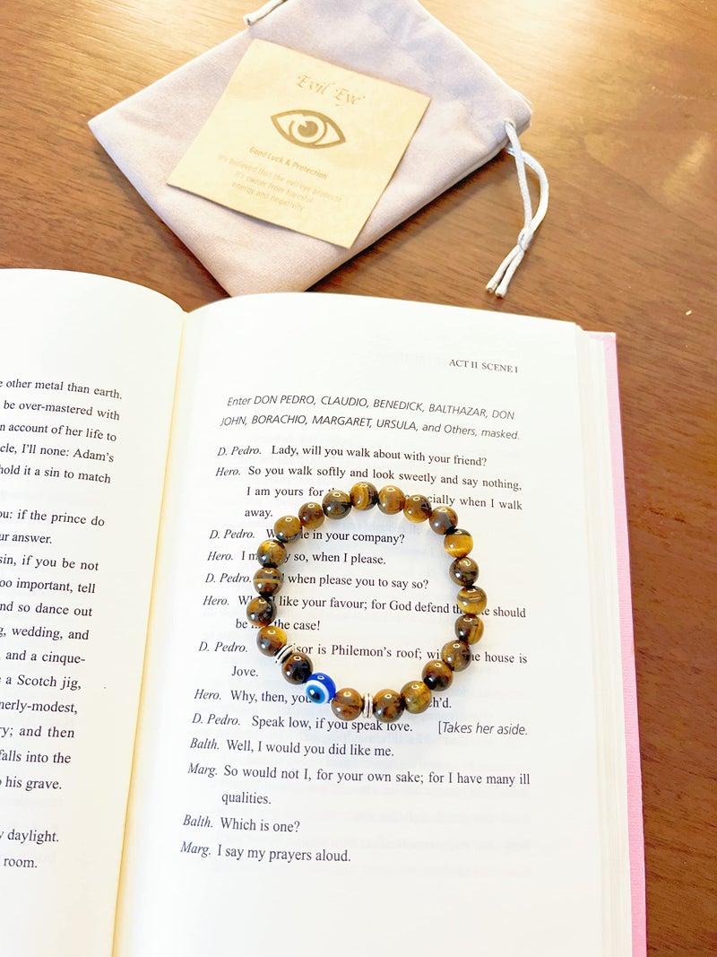 Dhdgzq Evil Eye Bracelets,Tiger Eye Bracelet,Evil Eye Lucky Bracelet for Protection Blessing,Yellow Bead Protection Jewelry Handmade Beach Bracelet for Women Men Gift (Yellow) - Image 5