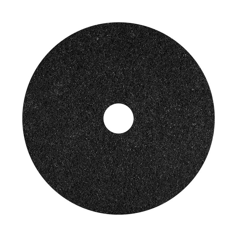 Americo Black Strip Stripping Floor Pad, 22" Diameter, 3.25" Center Hole, 5 Pads/Case, Made of 100% Recycled Content, USA Made - Image 1