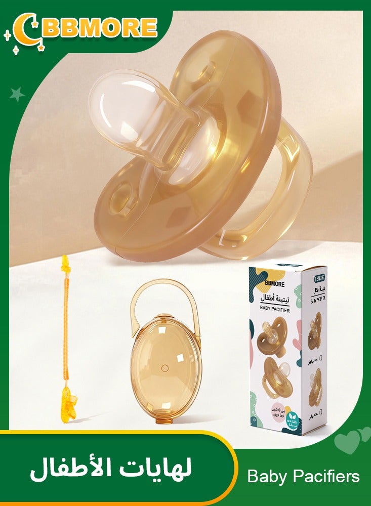 بي بي مور لهاية سيليكون للأطفال مع علبة تخزين ومشبك مانع للسقوط – طرف مسطّح للاستخدام الليلي، سيليكون سائل بدرجة غذائية خالٍ من BPA، ناعم مع فتحات تهوية، تصميم من قطعة واحدة، مناسب لعمر 0–24 شهرًا - Image 1