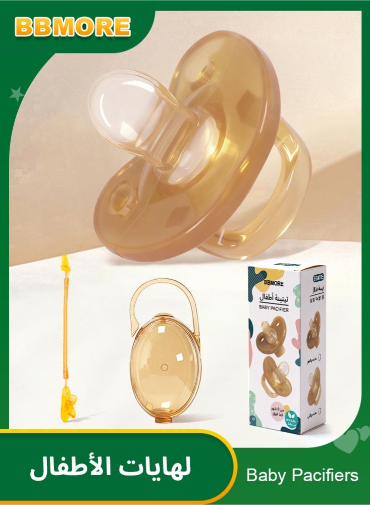 BBMORE Silicone Baby Pacifier with Storage Case and Anti-Drop Clip – Flat Tip for Nighttime, BPA-Free Food-Grade Liquid Silicone, Soft, Breathable Vents, One-Piece Design, 0-24 Months - Image 1