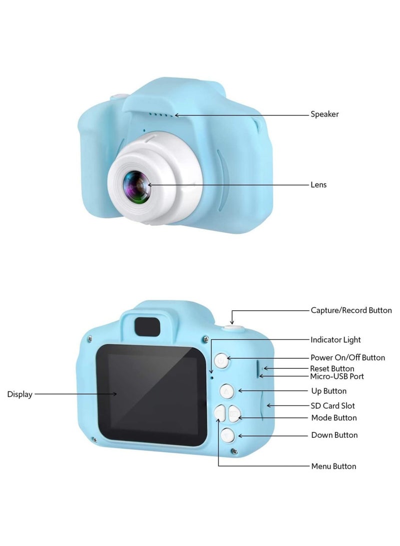 Kids Camera Gifts For 4-8 Year Old Kids Shockproof Camera Mini Child Camcorder For Little Kid With Soft Silicone Shell For Outdoor Play Blue - Image 4