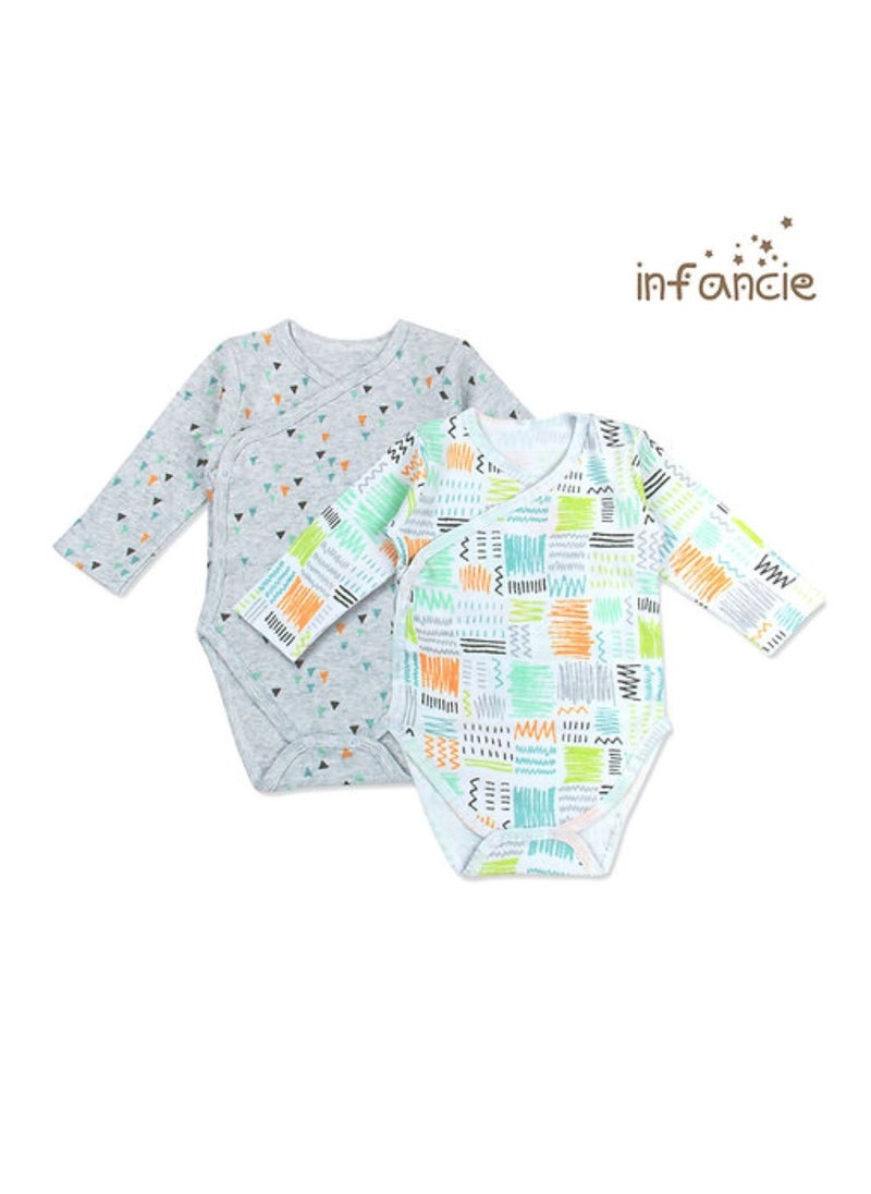 infancie - Baby 2 in a pack Kimono Long Sleeves Bodysuits Multicolor - Image 1