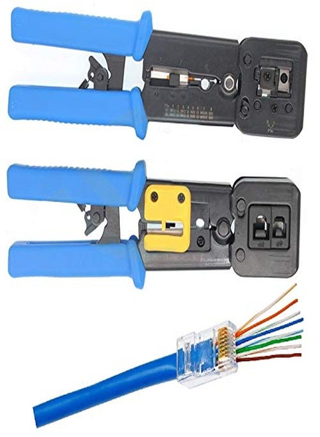 UbiGear® All-in-One Crimper for Pass-Through/EZ/Legacy RJ11/RJ12/RJ45 connectors Professional Performance Cutter Stripper CAT3/CAT5e/CAT6 Network Cable UTP/STP Wire Crimping Tool - Image 1