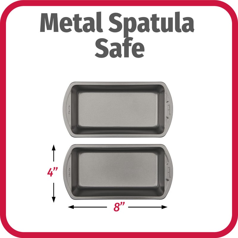 GoodCook Nonstick Loaf Pan 8 x 4-Inch Heavy-Duty Steel Bakeware with Easy-Clean Non-Stick Coating, Oven & Dishwasher Safe Pan for Meatloaf Breads Lasagnas Casseroles & More, Set of 2, Gray - Image 5