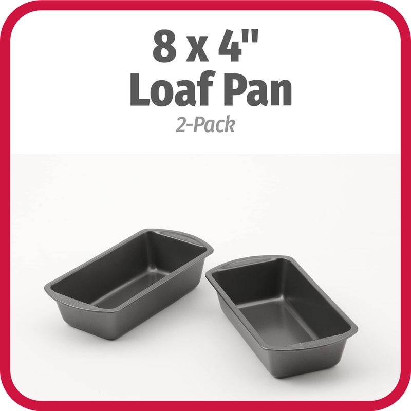 GoodCook Nonstick Loaf Pan 8 x 4-Inch Heavy-Duty Steel Bakeware with Easy-Clean Non-Stick Coating, Oven & Dishwasher Safe Pan for Meatloaf Breads Lasagnas Casseroles & More, Set of 2, Gray - Image 2