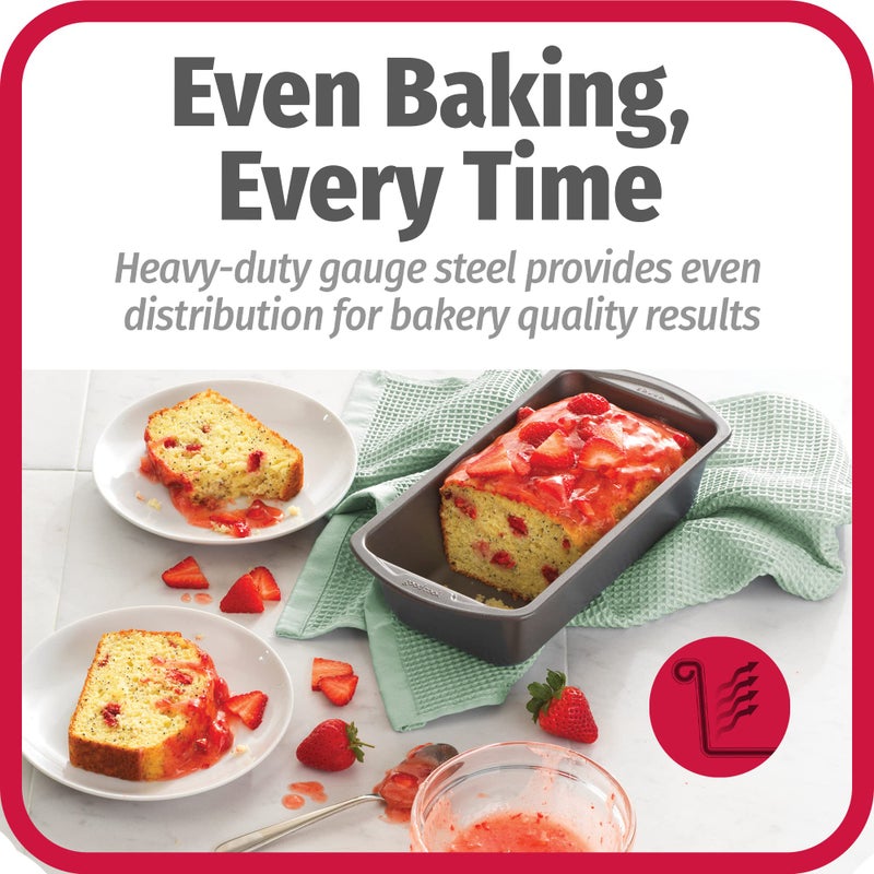GoodCook Nonstick Loaf Pan 8 x 4-Inch Heavy-Duty Steel Bakeware with Easy-Clean Non-Stick Coating, Oven & Dishwasher Safe Pan for Meatloaf Breads Lasagnas Casseroles & More, Set of 2, Gray - Image 3