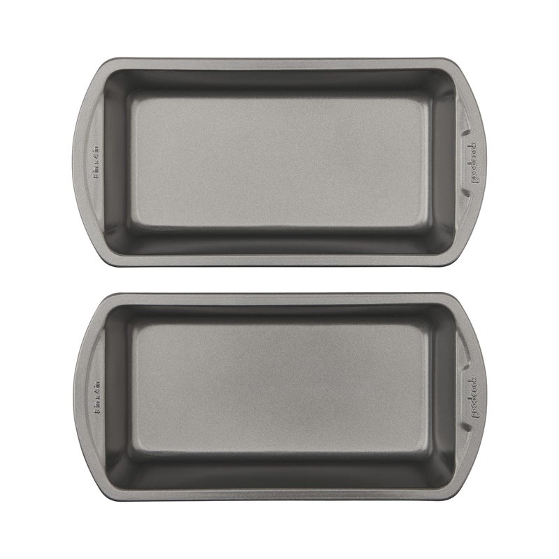 GoodCook Nonstick Loaf Pan 8 x 4-Inch Heavy-Duty Steel Bakeware with Easy-Clean Non-Stick Coating, Oven & Dishwasher Safe Pan for Meatloaf Breads Lasagnas Casseroles & More, Set of 2, Gray - Image 1