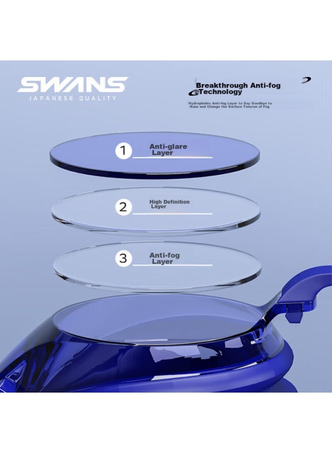 Swans Children's Swimming Goggles, High-definition Anti-fog Waterproof, For Boys And Girls, Youth Professional Training Swim Gl, Blue - Image 3