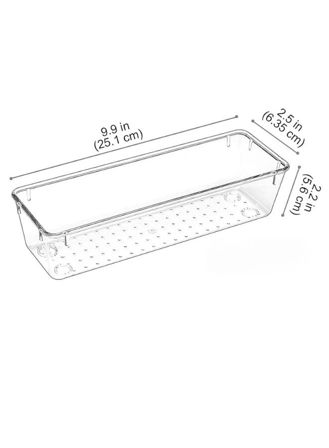 3 Pcs Desk Drawer Organizers Trays Set Clear Plastic Storage Bins Bathroom Drawer Tray Dividers Vanity Trays Organizer for Bedroom Dresser Makeup Kitchen Utensil Office - Image 2