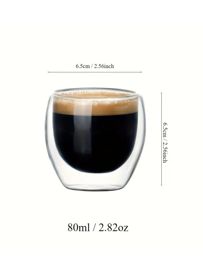 DOOM A set of 6 pieces of double-layered borosilicate glass cup, a cup for tea, coffee, espresso, and hot and cold drinks, size 80 ml.  - Image 3