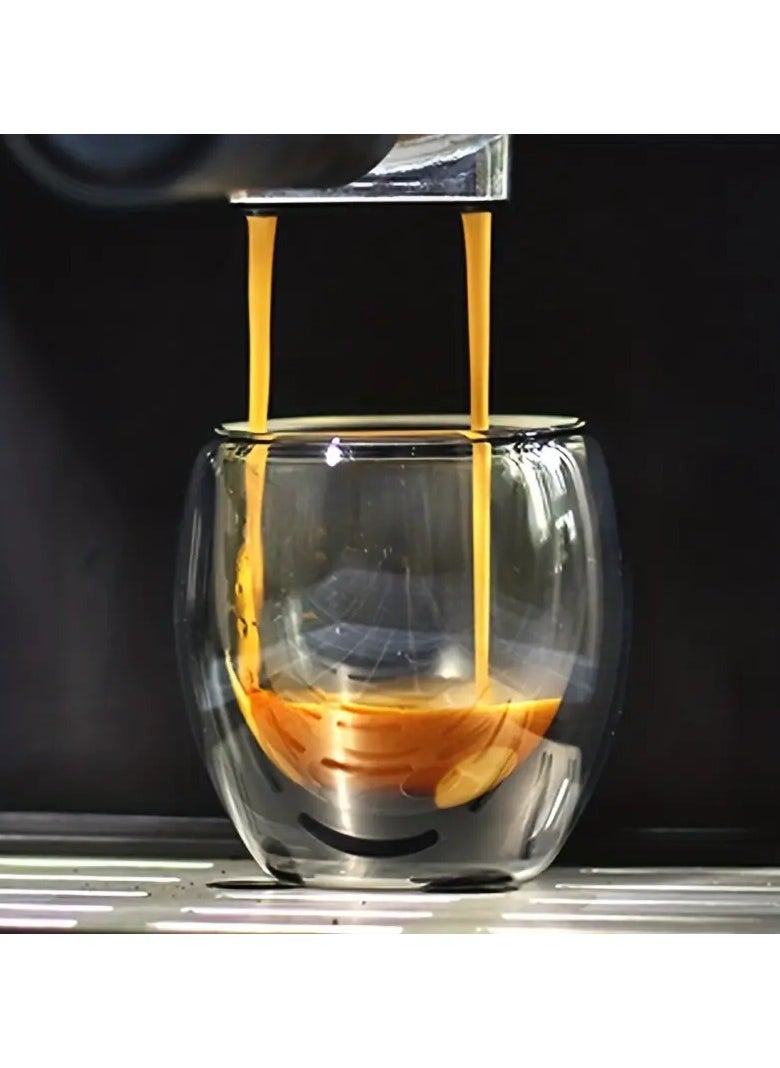 DOOM A set of 6 pieces of double-layered borosilicate glass cup, a cup for tea, coffee, espresso, and hot and cold drinks, size 80 ml.  - Image 5