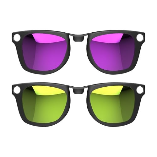 HiBloks 2Pcs Polarized Clip for Ray-Ban Meta Wayfarer & Gen 2 (RW4006/RW4012 Regular 50-22), Discoloration Clip for Meta Wayfarer Gen 2 Accessories Protect Your Eyes, Cool & Fashion (Yellow, Purple) - Image 1