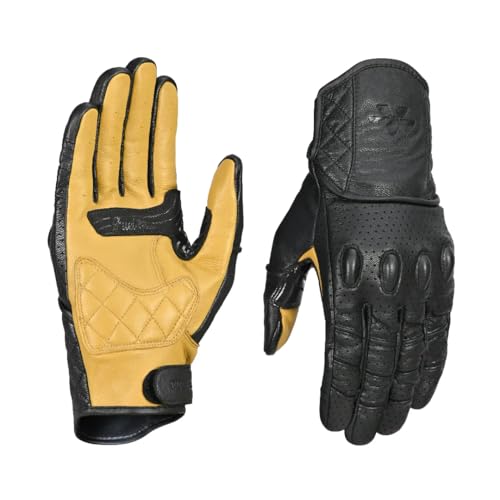 ViaTerra Fuel Retro Classic Leather Motorcycle Gloves: Premium Riding Gloves for Bikers, Perfect Winter Gloves for Men and Essential Bike Accessories (TAN, XS) - Image 1