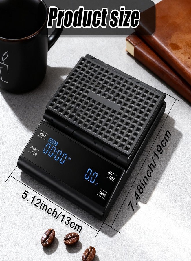 swihorab Rechargeable Coffee Scale with Timer, 5kg/0.1g Precision Pour Over Drip Espresso Scale for French Press, Digital Kitchen Scale with Auto Tare, Lit LCD Display and Silicone Cover - Image 2