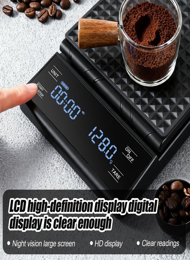 swihorab Rechargeable Coffee Scale with Timer, 5kg/0.1g Precision Pour Over Drip Espresso Scale for French Press, Digital Kitchen Scale with Auto Tare, Lit LCD Display and Silicone Cover - Image 5