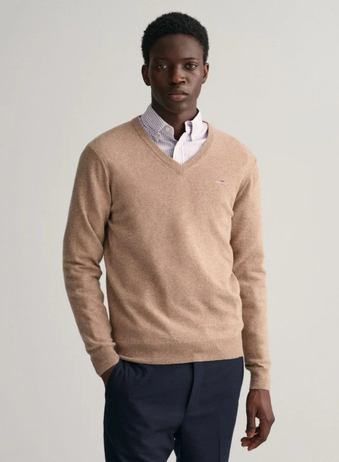 GANT Gant Superfine Lambswool V-Neck Sweater