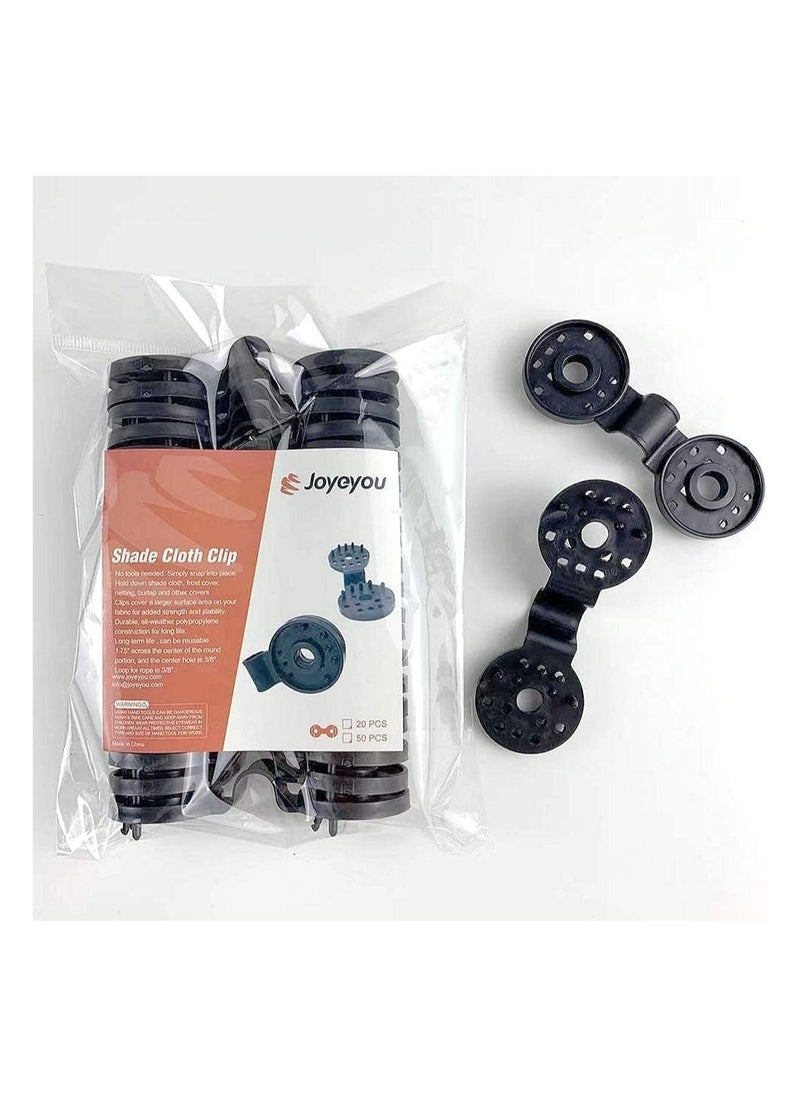 Bukela - Making Tech Plastic Clips for Shade Cloth, Sun Shade Netting Clips, Sun Shade Cloth Clips, Anti Bird Netting, Garden Netting Black (Round, 20pcs) - Image 1