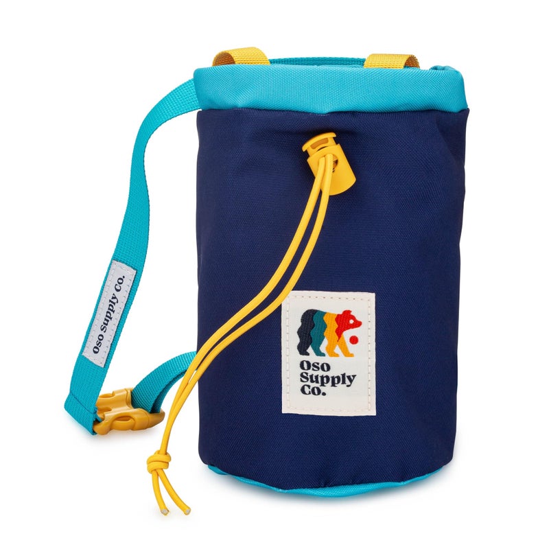 Oso Supply Co - Chalk Bag for Rock Climbing, Bouldering Chalk Bag Bucket with Quick-Clip Belt, Zippered Pockets and Pouch - Perfect Indoor/Outdoor Rock Climbing Gear Equipment (Powder Blue/Yellow) - Image 5