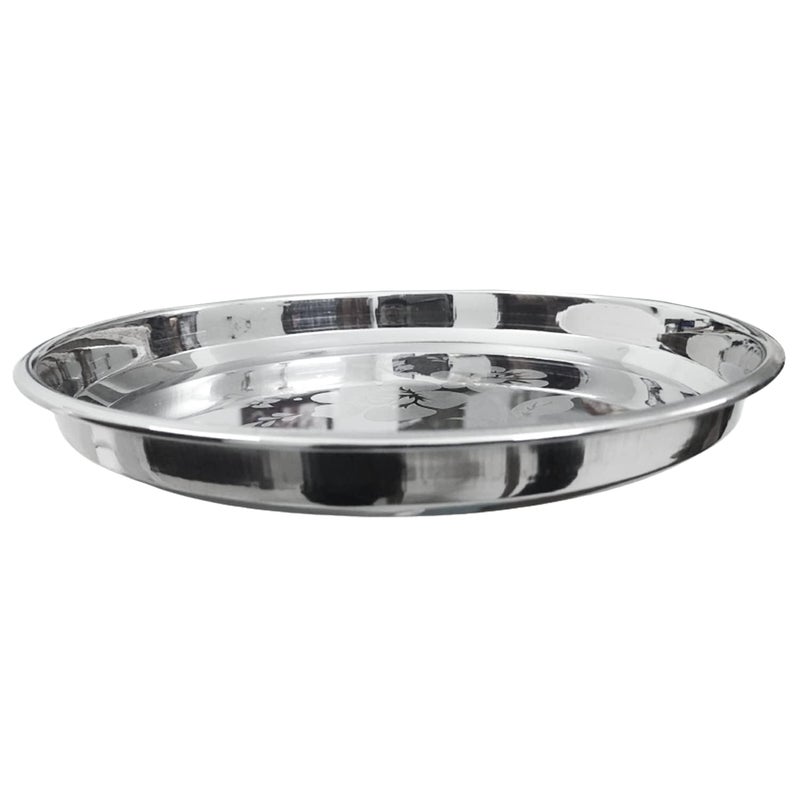 Yoshiva Stainless Steel Dinner Rice Plate, Traditional Lunch/Dinner Serving Thali Bottom Curved Thali for Home (10.5x27x2.5cm) (2) - Image 3