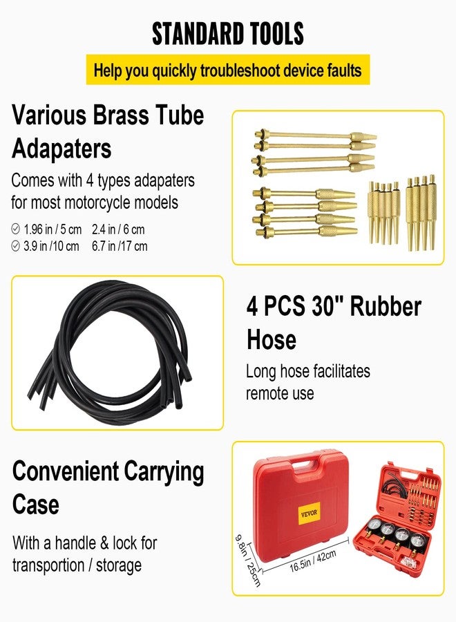VEVOR Fuel Vacuum Carburetor Synchronize Tool Kit Fuel Vacuum Carburetor Synchronizer carb sync Gauge Set with Rubber Hose - Image 5