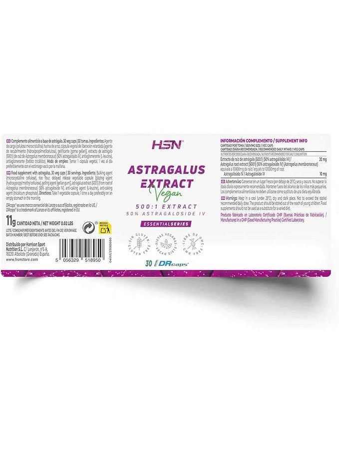 HSN Astragalus - Astragalus membranaceus - 10000mg (10mg Astragaloside IV) | 30 Gastroresistant Vegetable Capsules DRCaps® | Non-GMO, Vegan, Gluten Free - Image 2