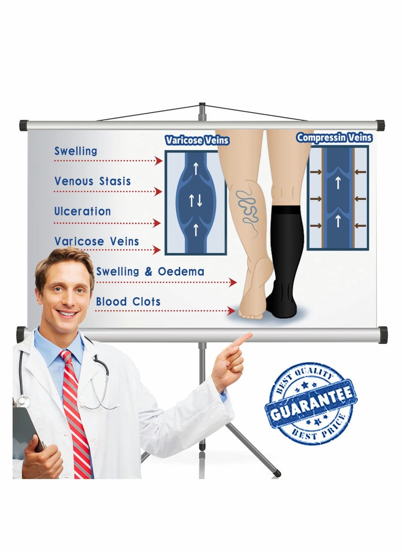 SOLARAE جوارب ضغط، 4 أزواج للنساء والرجال، 20-30 مم زئبقي هي الأفضل للرياضة، السفر، الجري، اللياقة البدنية، تقليل ألم الساقين، استعادة أسرع L/XL - Image 5