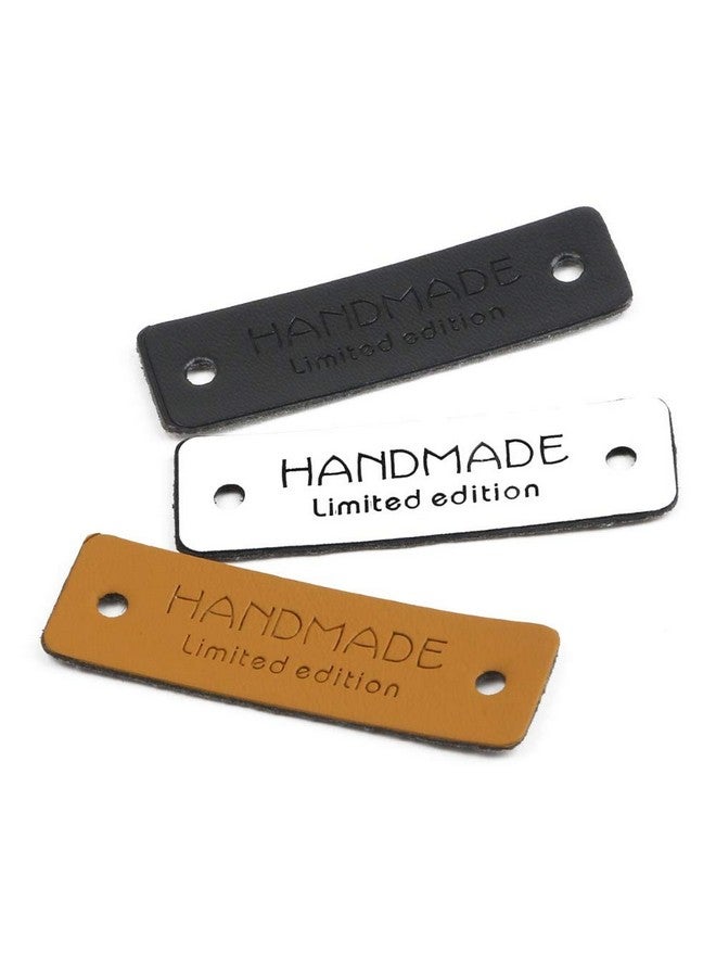 24 Pcs Pu Leather Handmade Tag Label Handmade Tags Button With Holes Embossed Tag Embellishment Knit Diy For Jewelry Making Crafts, Sewing Clothing Decoration And More