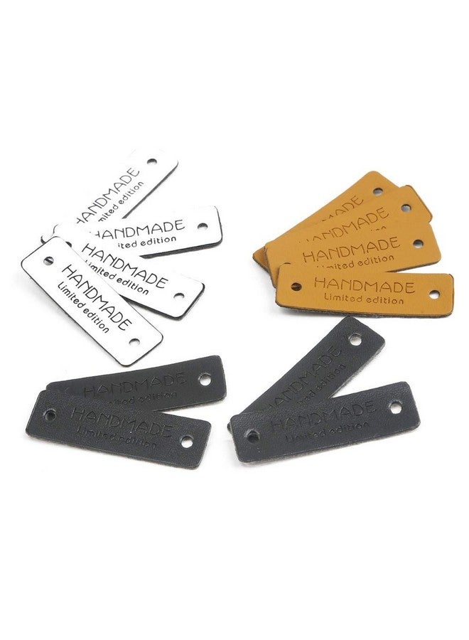 24 Pcs Pu Leather Handmade Tag Label Handmade Tags Button With Holes Embossed Tag Embellishment Knit Diy For Jewelry Making Crafts, Sewing Clothing Decoration And More