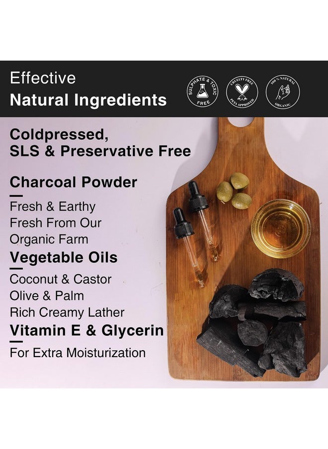 Soulflower - Activated Charcoal Bath Soap For Deep Cleansing Detoxifying Body Odour Control Enriched With Tea Tree Peppermint & Vitamin E 100% Organic & Handmade (Pack Of 2) 150G Each - Image 1